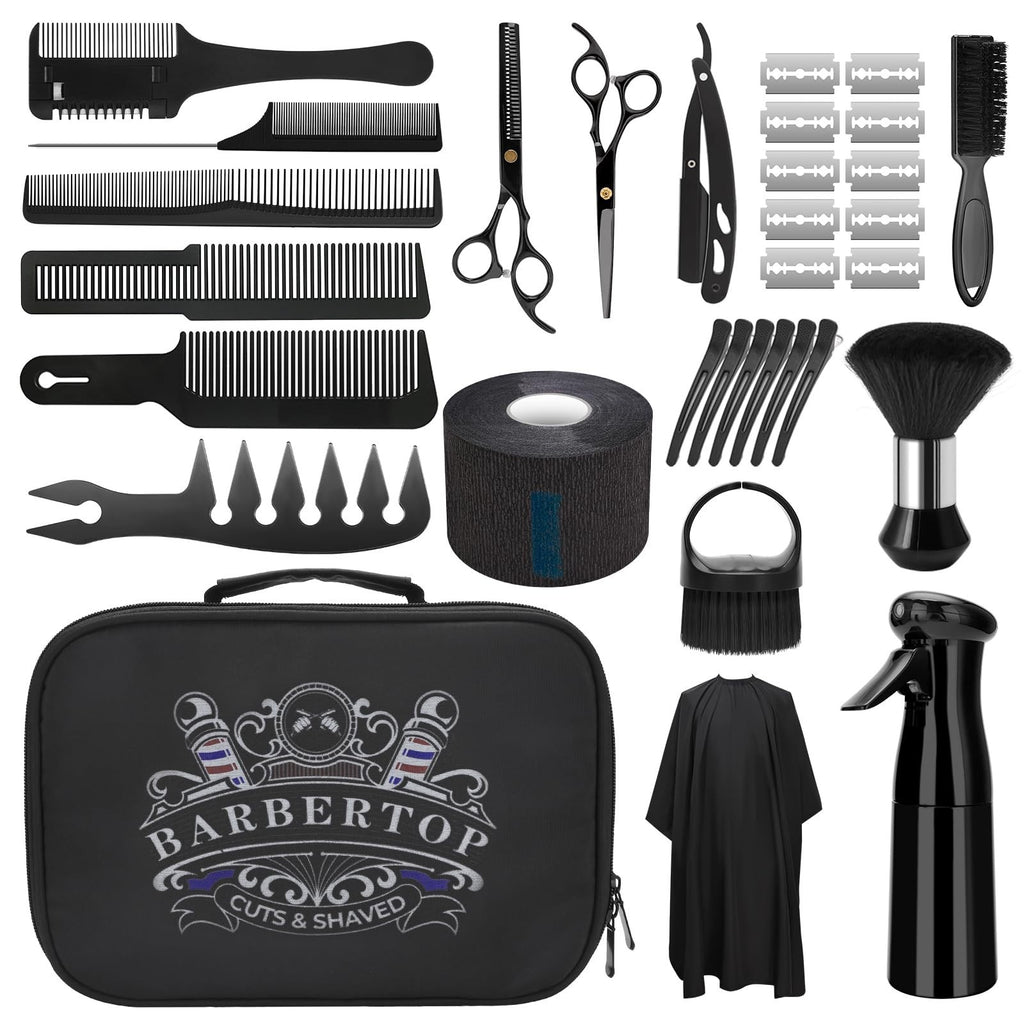 17-Piece Professional Hair Cutting Kit with Shears, Thinning Scissors, Combs & Cape