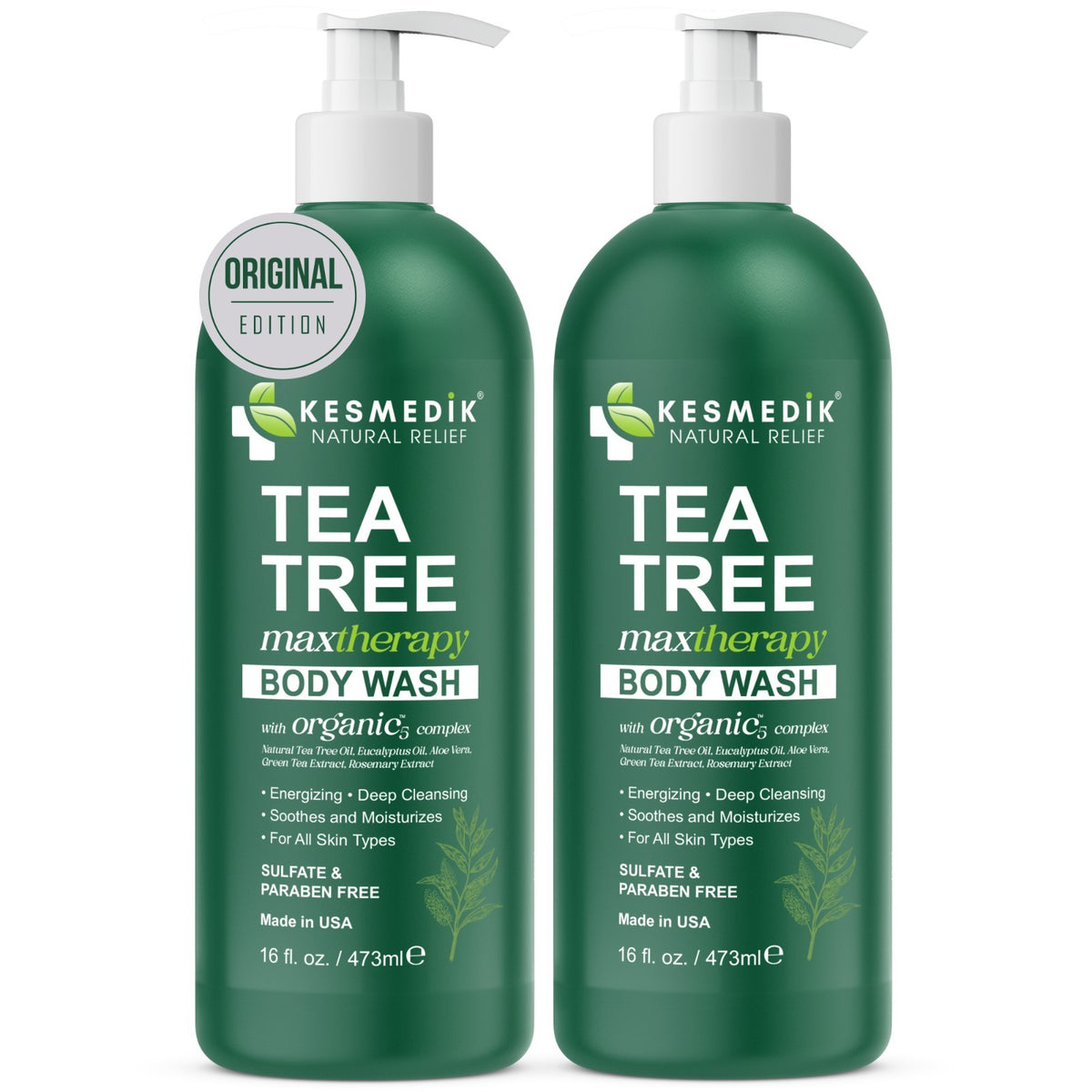 Tea Tree Body Wash for Fungal & Bacterial Skin Relief - 2 Pack