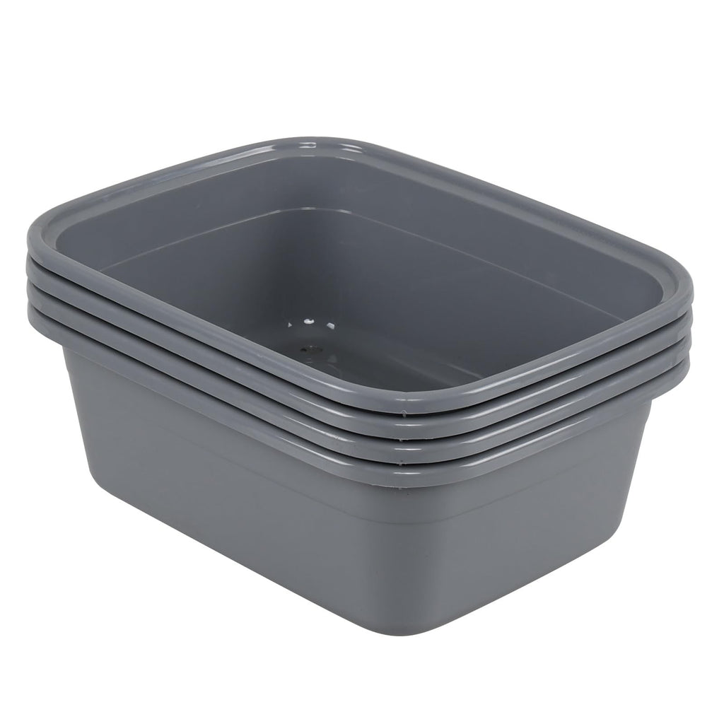 12 Quart Plastic Dish Washing Basin Grey 4-Pack Kitchen Sink Organizer