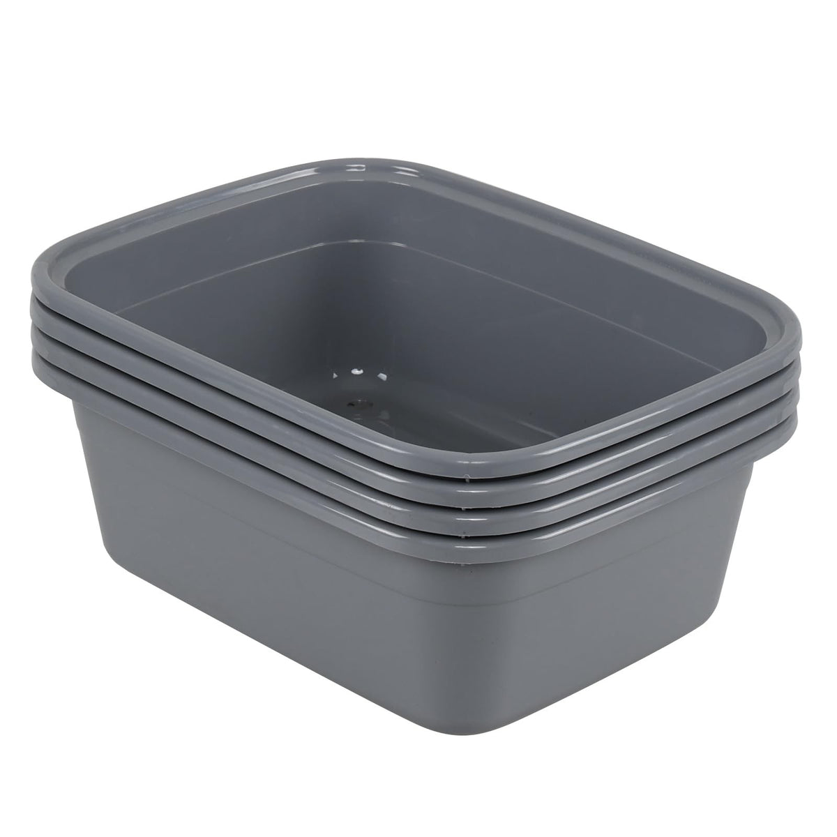 12 Quart Plastic Dish Washing Basin Grey 4-Pack Kitchen Sink Organizer