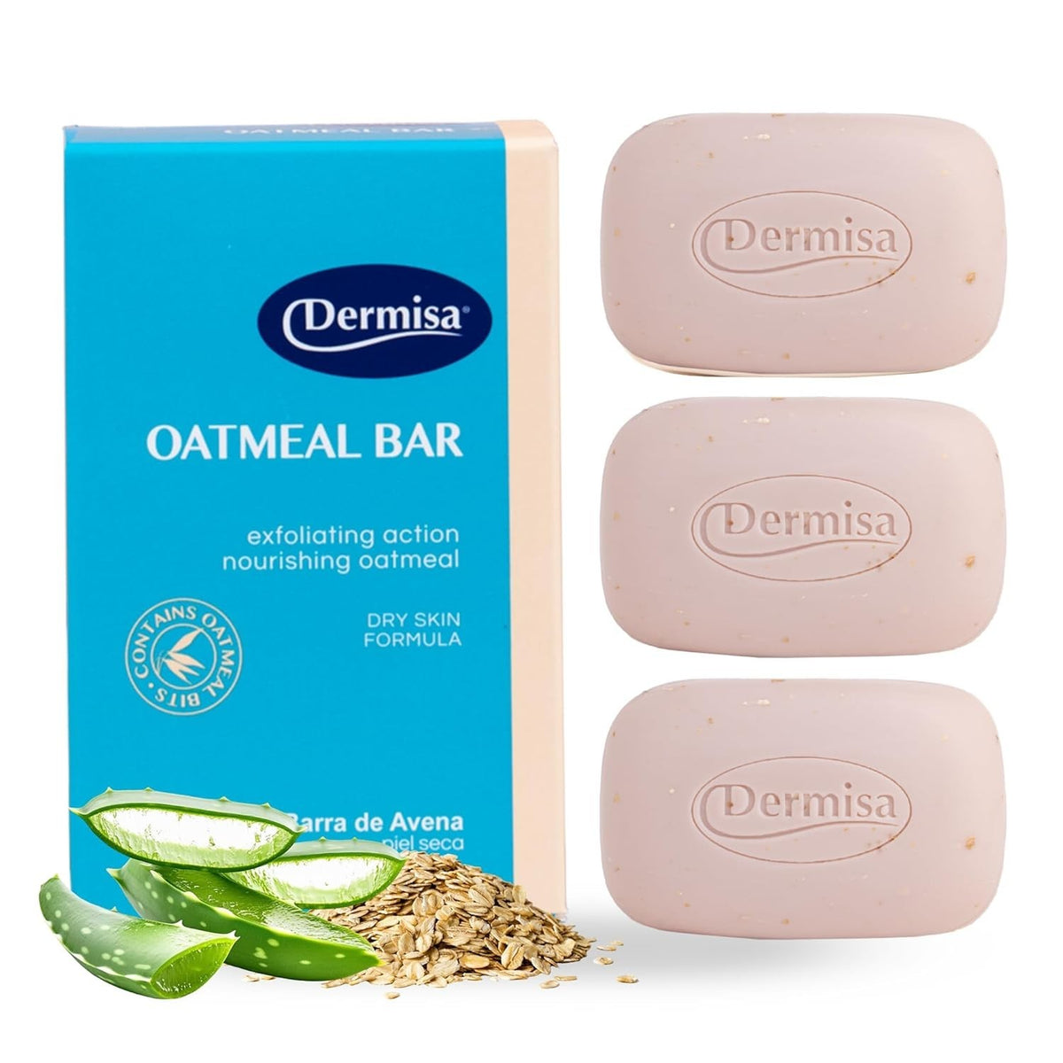 Exfoliating Oatmeal Soap with Aloe Vera 3-Pack for Sensitive Dry Skin