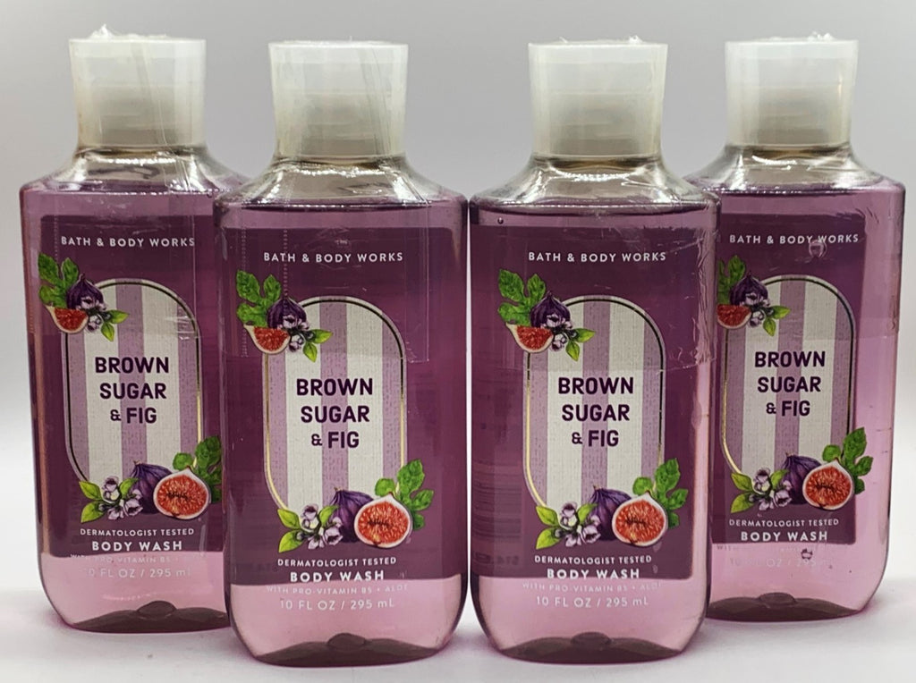 Set of 4 Brown Sugar & Fig Shower Gels - 10oz Body Wash for Men & Women