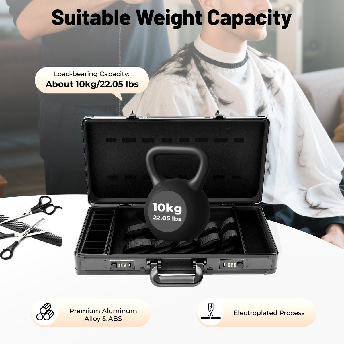Large Portable Barber Tool Storage Case with Security Lock