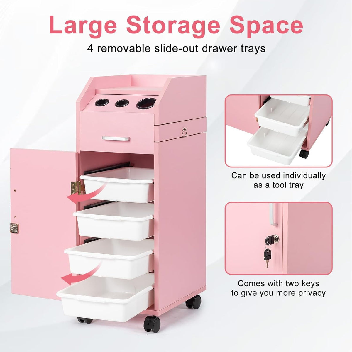 Salon Trolley Cart with 4 Drawers and Mobile Hair Stylist Station