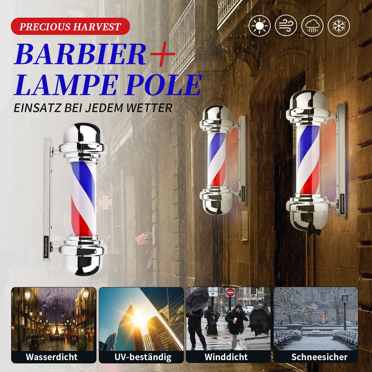 22.8 Inch LED Illuminated Barber Pole Sign with Rotating Stripe