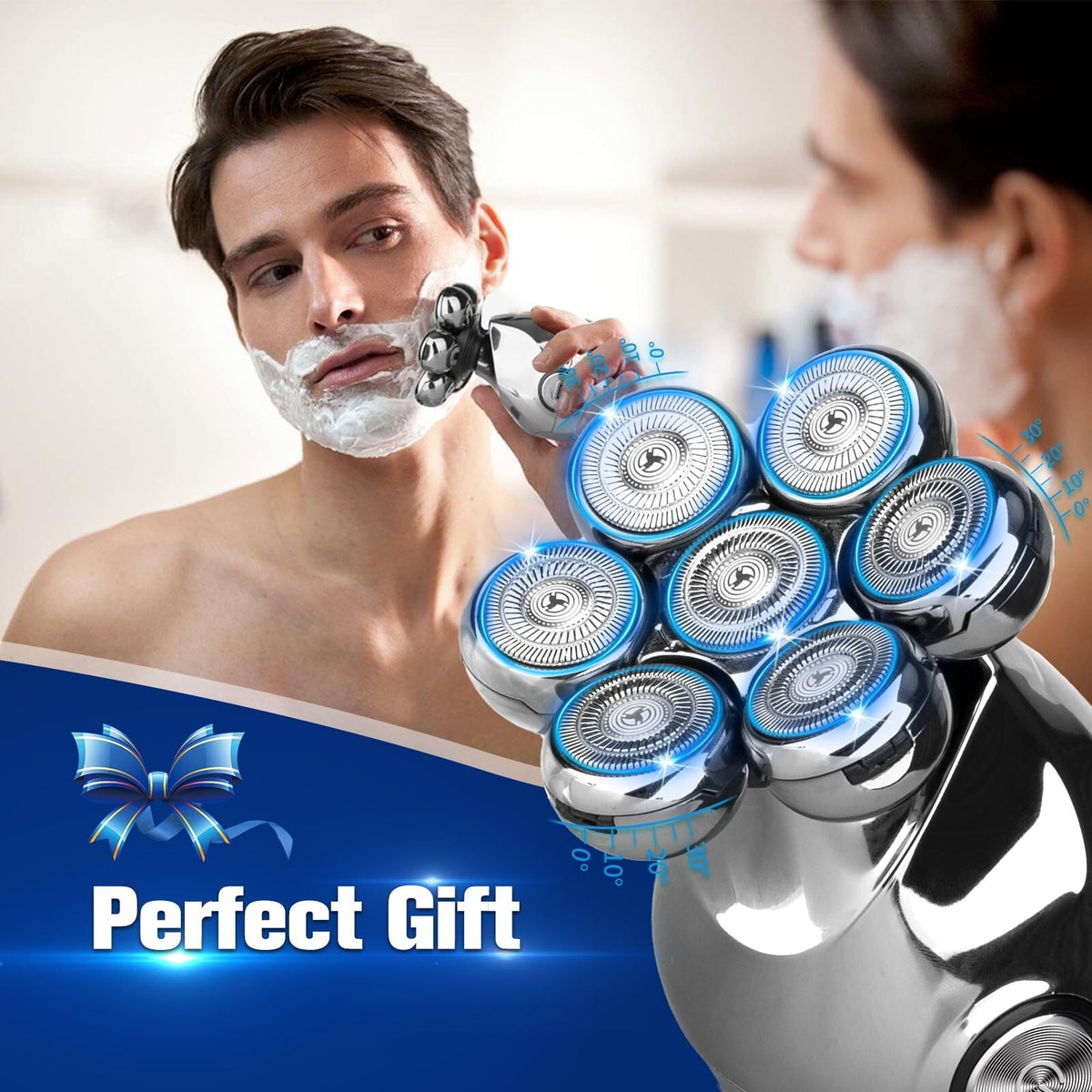 7D Electric Head Shaver for Bald Men Wet Dry Upgrade 9-in-1 Floating Head