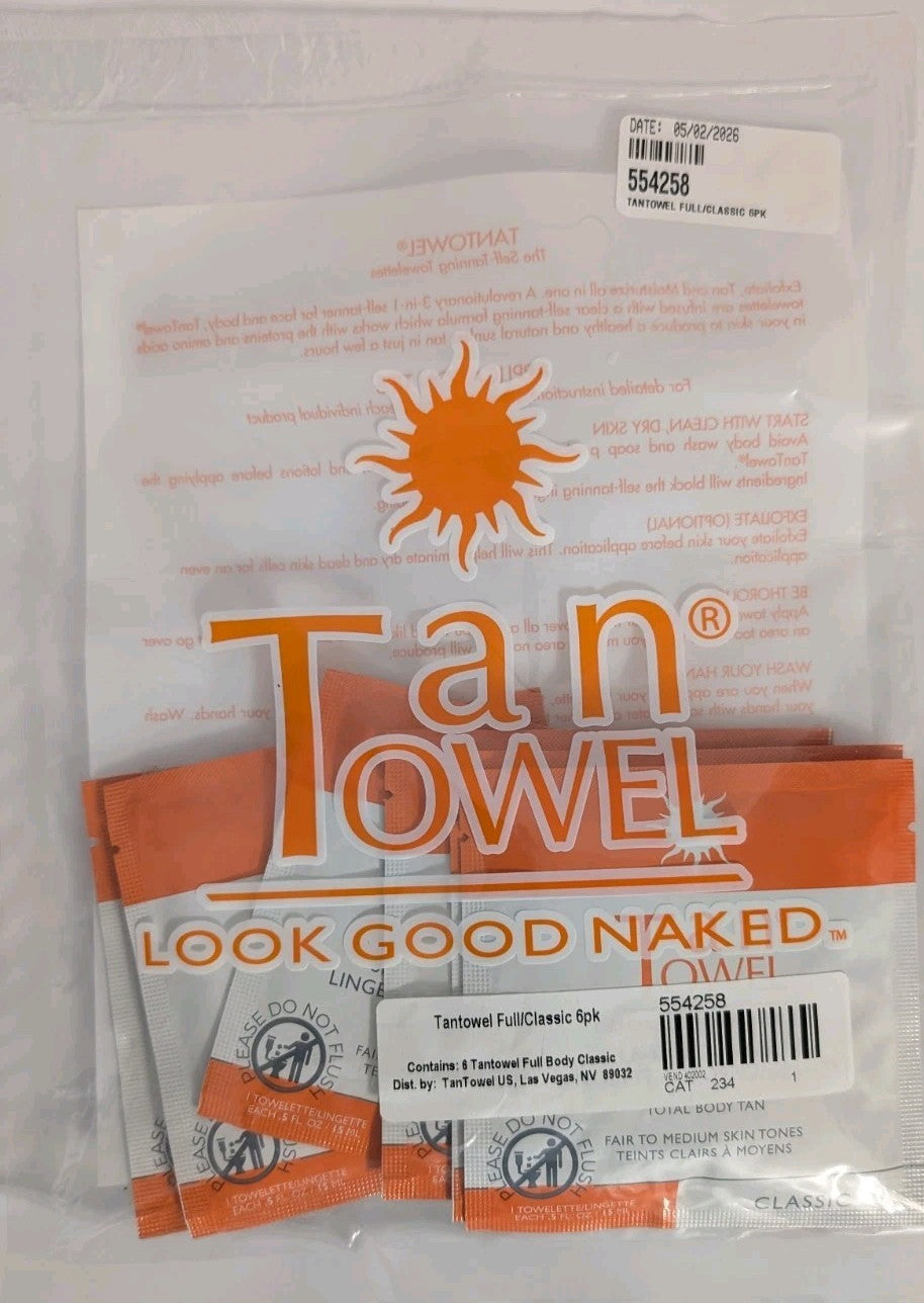 Self Tanner Towelettes for Body - 6-Pack, Natural Sunless Glow