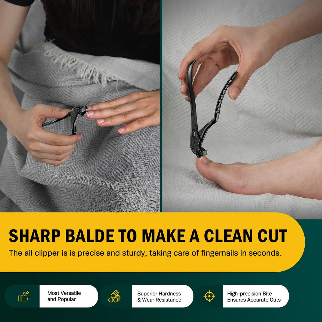 Toenail Clippers for Seniors with Long Handle & Angled Head - Thick Nail Cutting