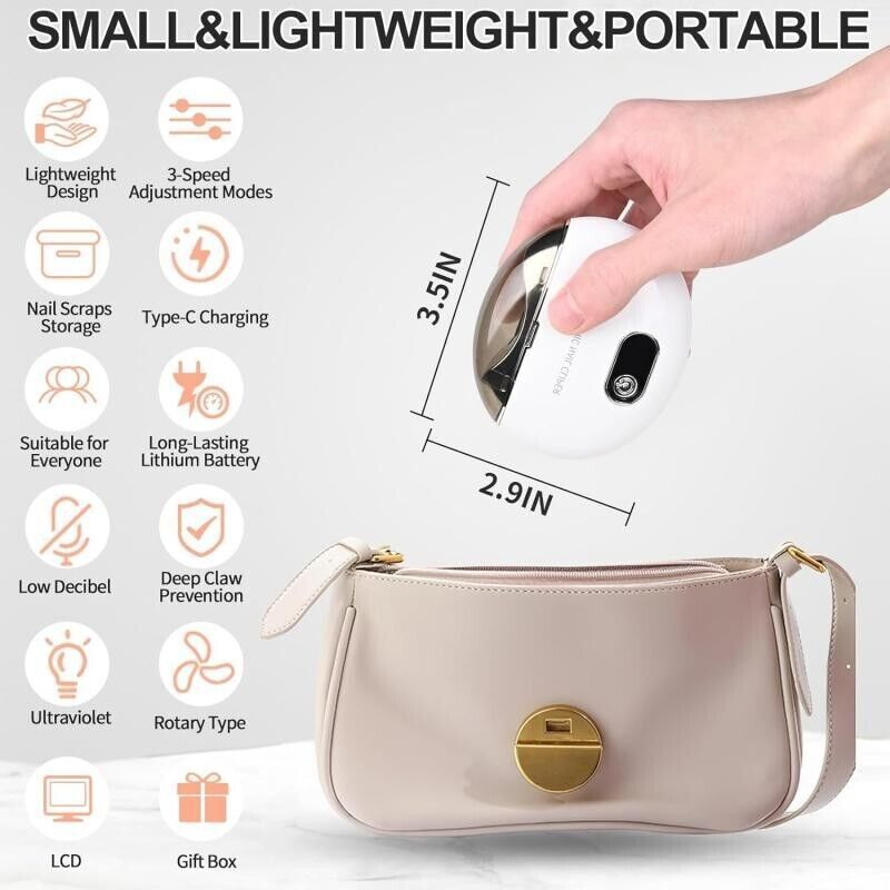 Electric Nail Clipper for Thick Toenails - Safe Pedicure Tool with Storage Box