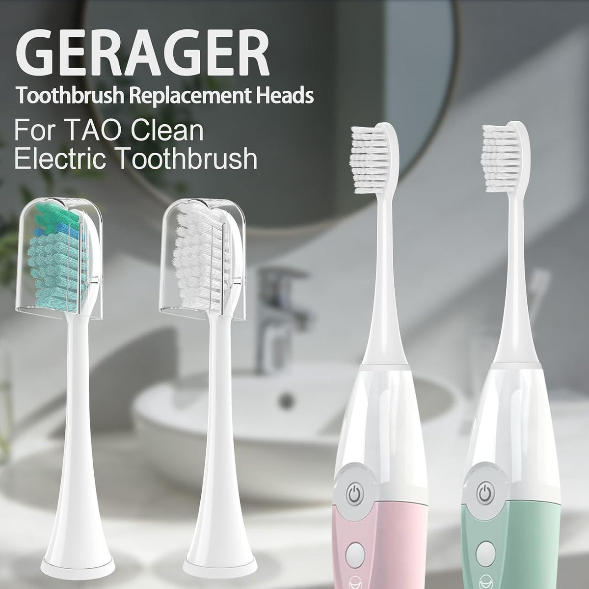 Medium Bristle Toothbrush Heads Refill Pack for TAO Clean - 6 Pack