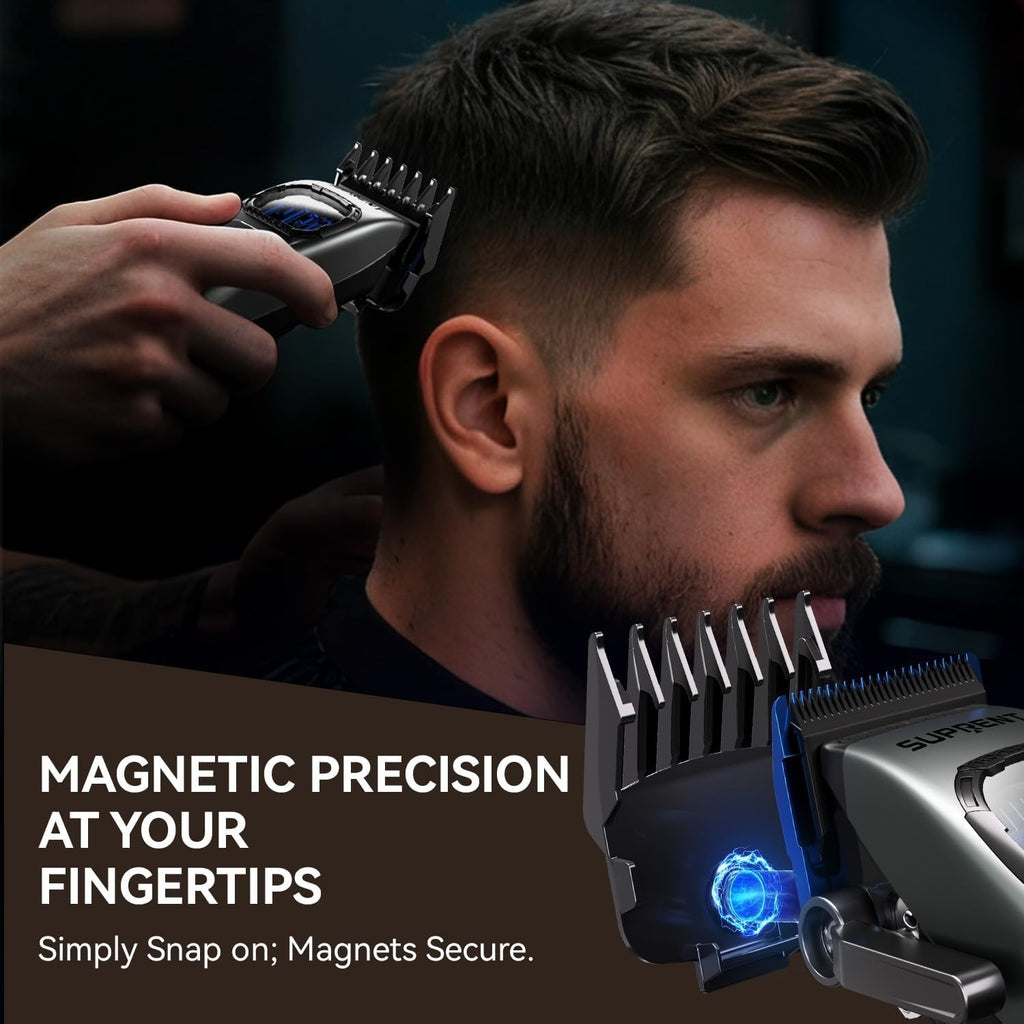 Cordless Hair Clipper & Trimmer Set with Titanium Blades, Adjustable Speed