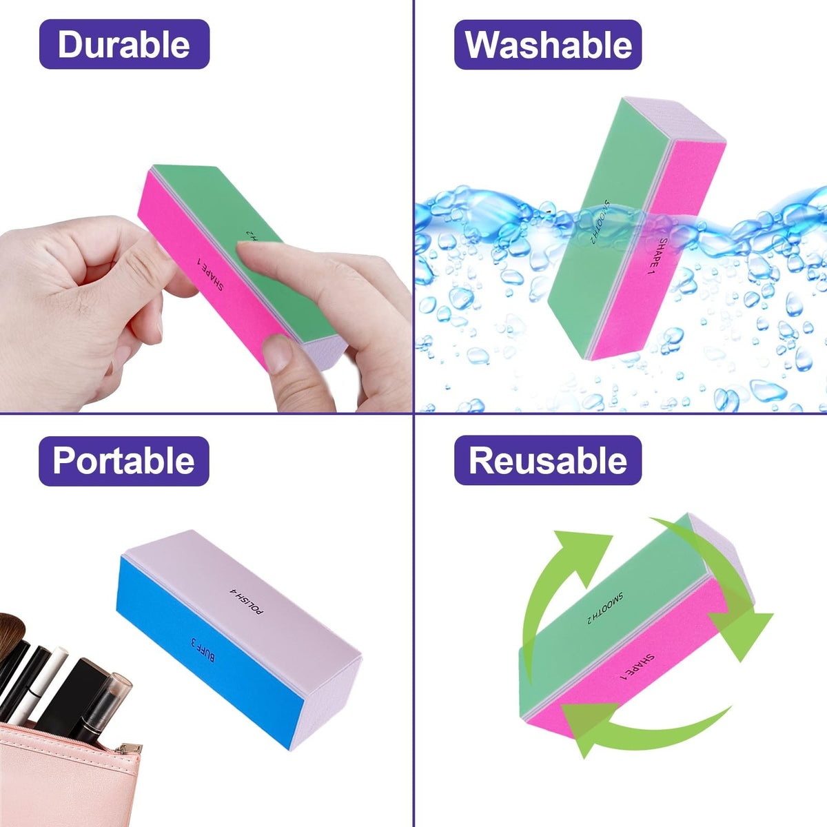4-Way Nail Buffer Block for Shaping Smoothing Polishing & Shine - Nail Care Tool