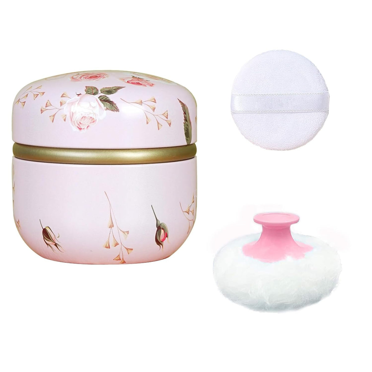 Body Powder Puff with Travel Container for Dusting & Loose Powder