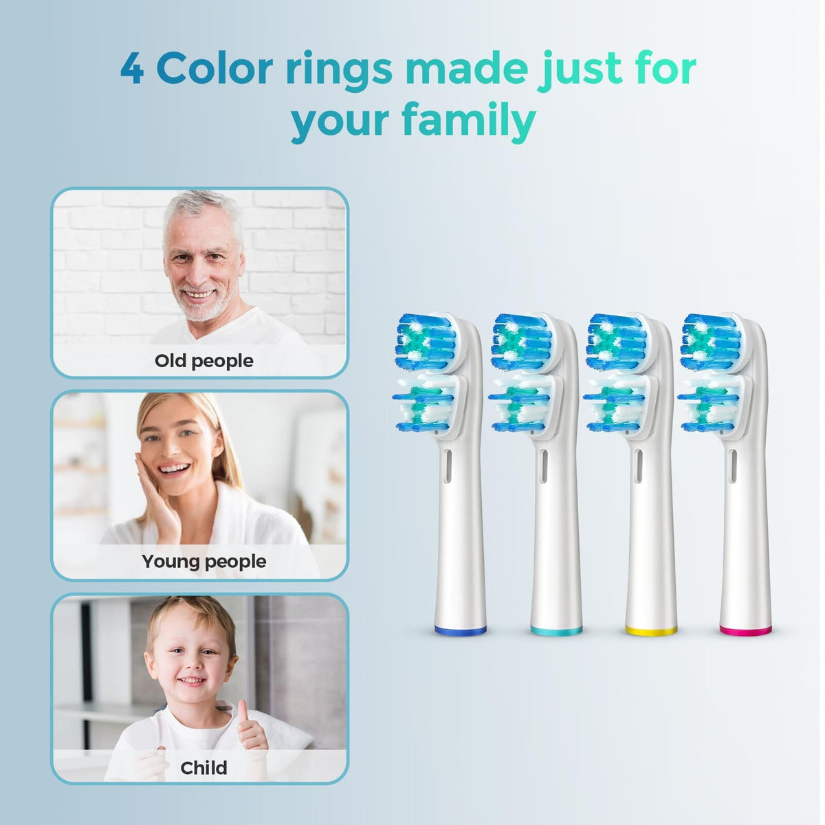 16 Pack Double Heads Electric Toothbrush Replacement Heads Compatible with Oral B Braun