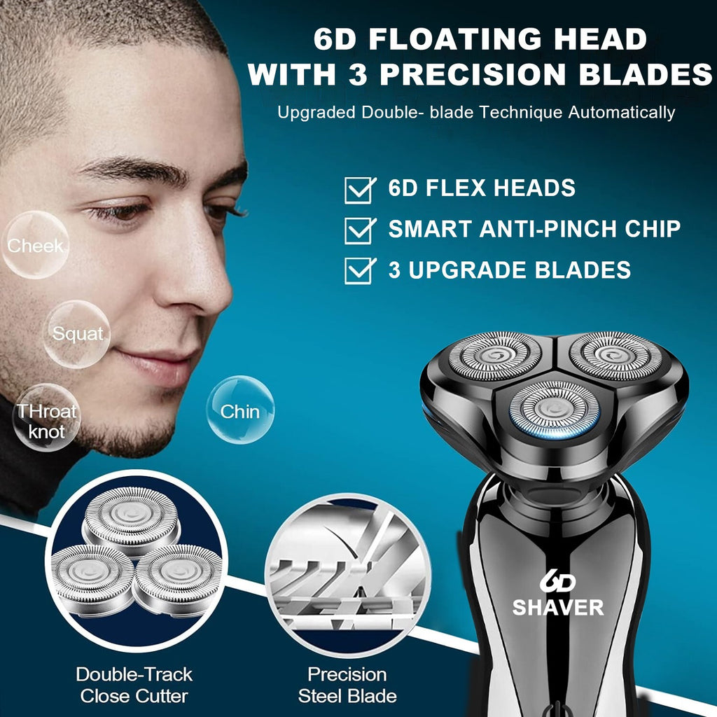 Men's Waterproof Electric Shaver Trimmer with USB Charging & Long Battery Life