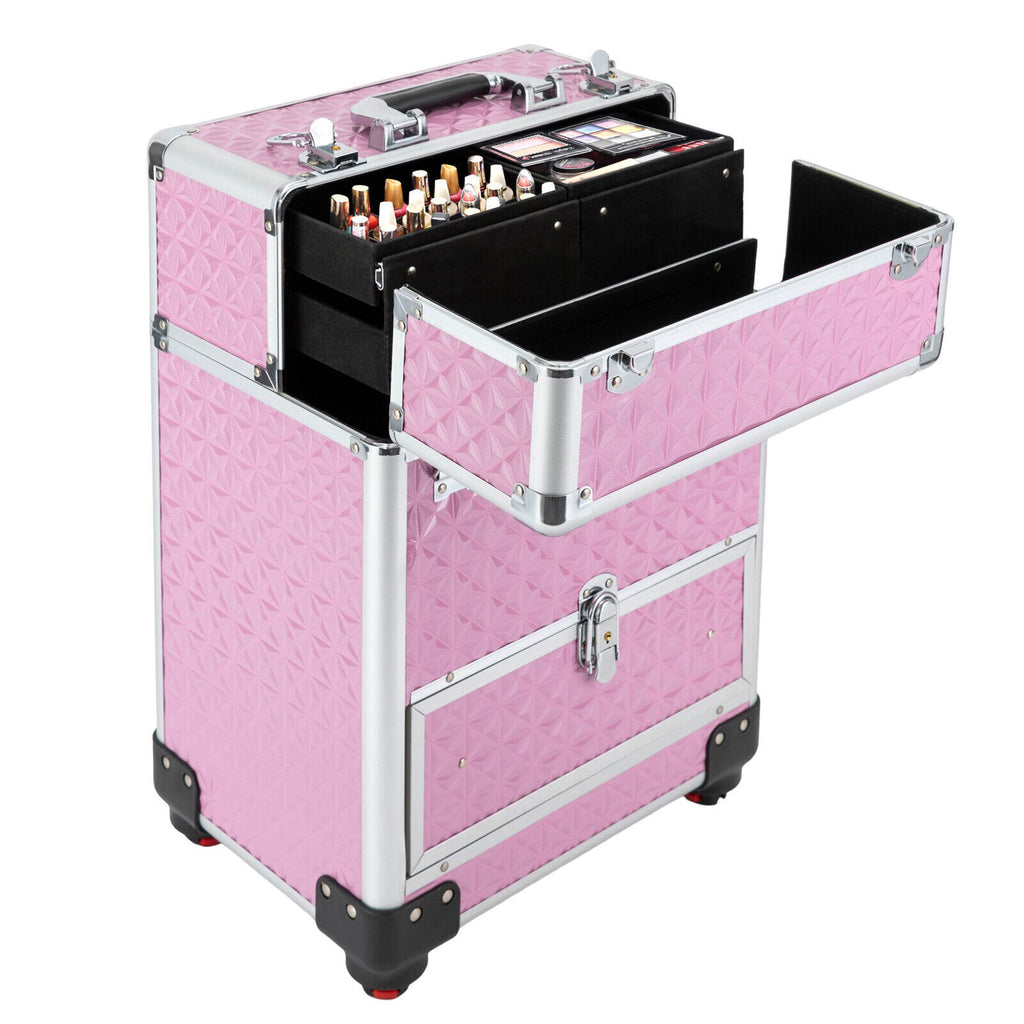Rolling Makeup Train Case with Large Capacity & Organizer