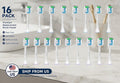 Replacement Toothbrush Heads for Philips Sonicare - 16 Pack, Compatible with Snap-On Handles