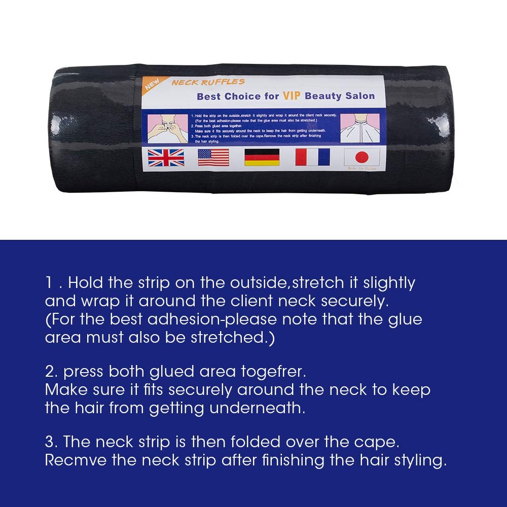Disposable Barber Neck Strips 500pcs Black Stretchy Paper Neck Bands for Salon