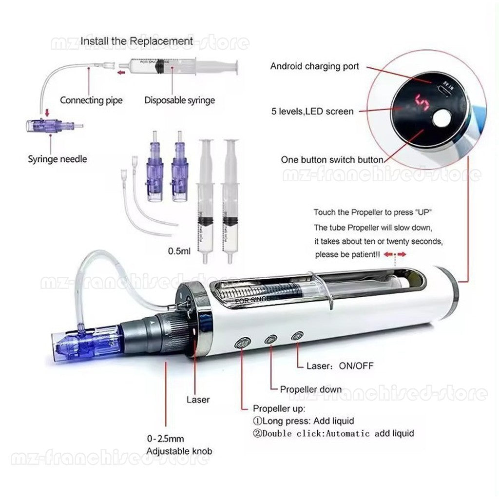 Facial Mesotherapy Gun Handheld Water Microdermabrasion Pen Skin Care Device