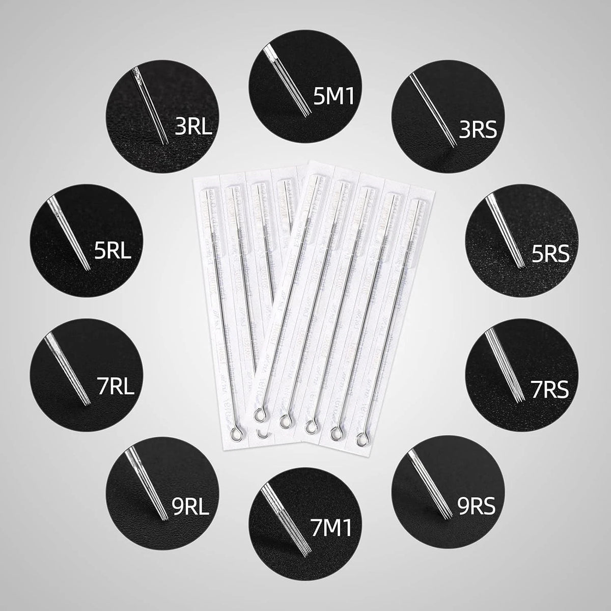 Professional Tattoo Needles and Tips Set - 100 Sterilized Disposable Assorted
