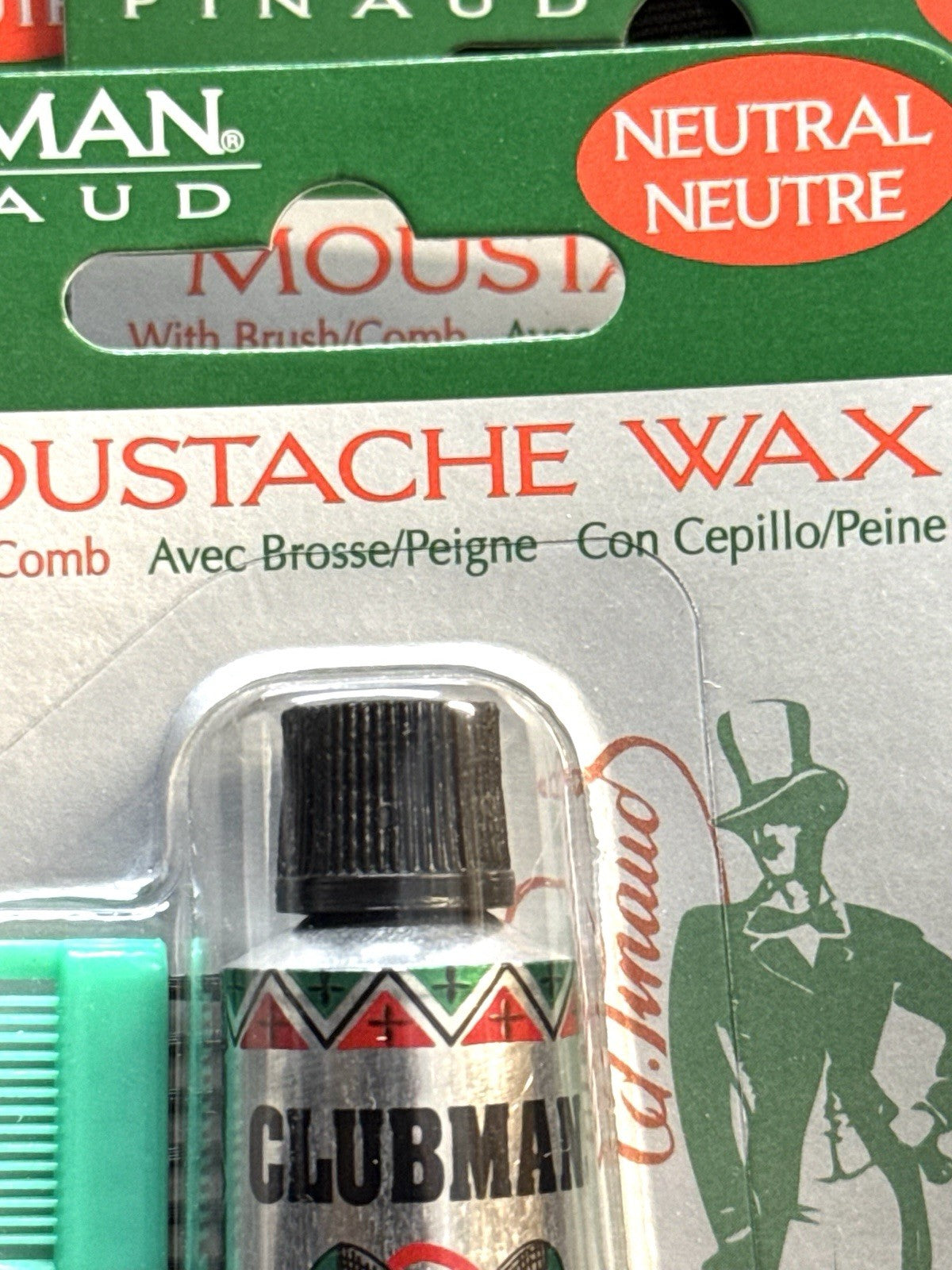 Neutral Moustache Wax with Brush - 4 Pack, 0.5oz Each for Grooming
