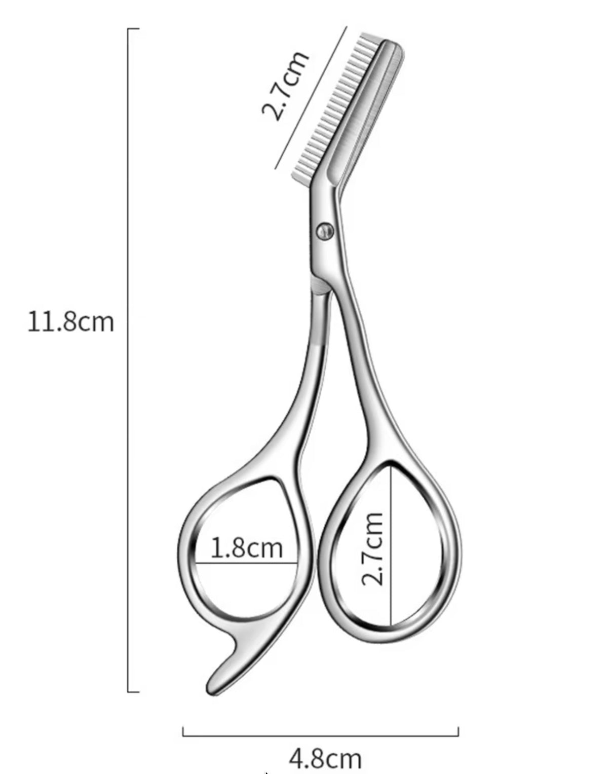 Precision Stainless Steel Eyebrow Trimmer Scissors with Comb - Grooming Tool