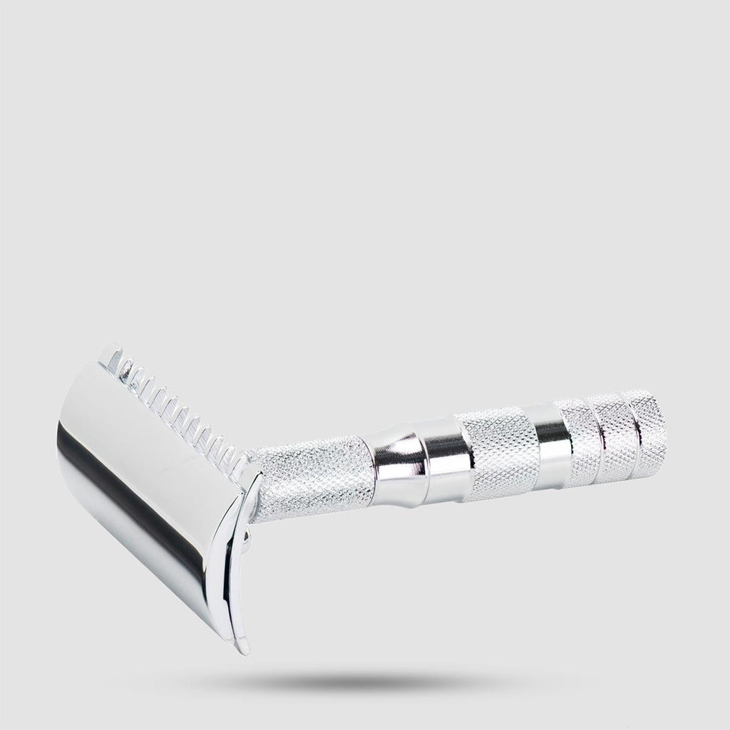 Travel Safety Razor with Leather Case - Merkur Open Comb Double Edge Shaver