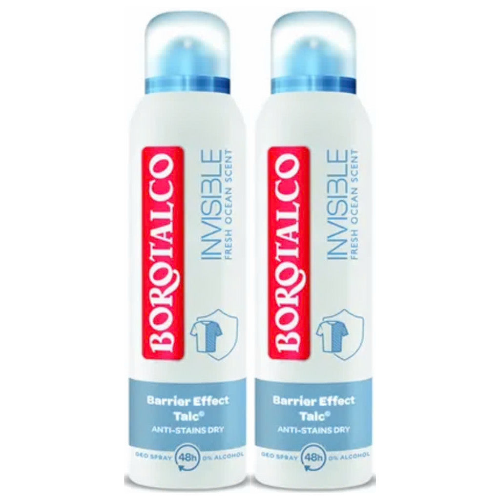 Invisible Deodorant Spray Fresh Ocean Scent 2-Pack - Long-Lasting Odor Protection
