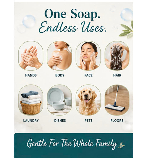 Organic Castile Liquid Soap 64 Fl Oz - Multi-Use, Unscented, Vegan & Eco-Friendly