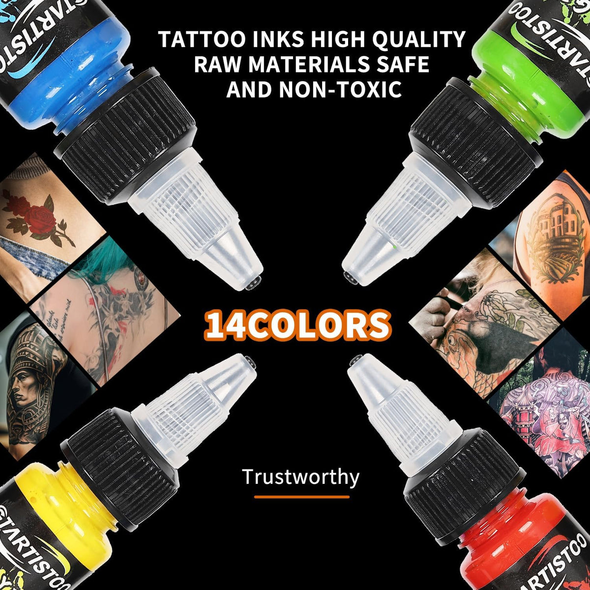 Tattoo Ink Set 14 Colors 15ml Vegan Pigment Professional Supplies
