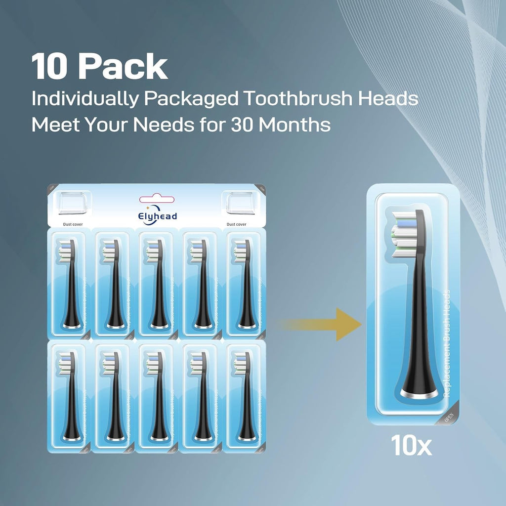 Electric Toothbrush Replacement Heads 10-Pack for AquaSonic Series - Medium Bristles