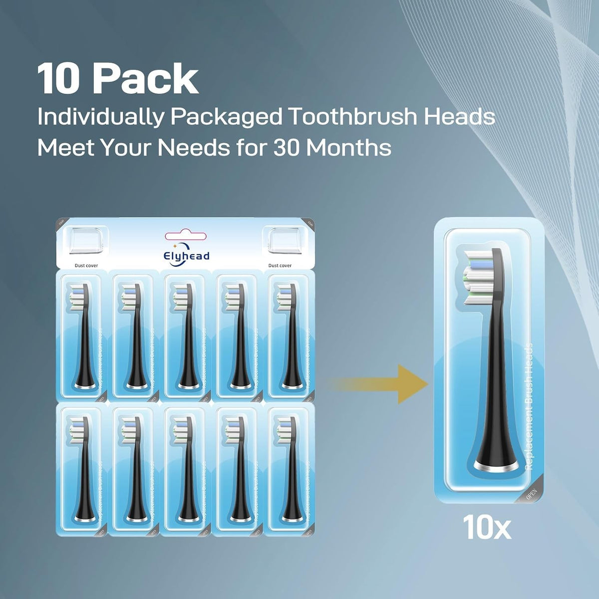 Electric Toothbrush Replacement Heads 10-Pack for AquaSonic Series - Medium Bristles