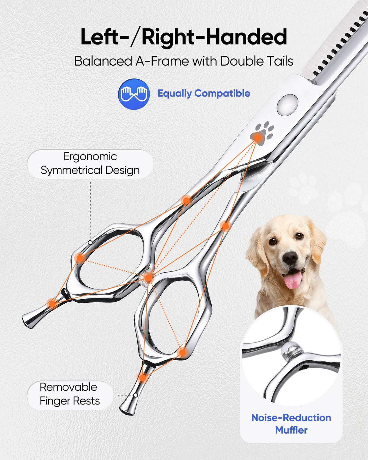 Professional Curved Thinning Dog Shears 7 Inch for Grooming, Blending & Trimming