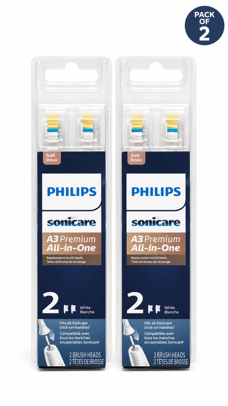 Philips Sonicare A3 Premium All-in-One Replacement Brush Heads - 4 Pack, White