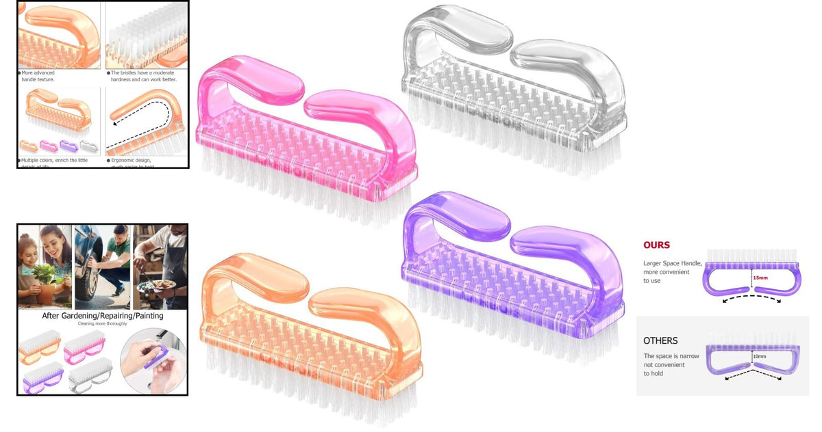 Nail Brush Set - Compact & Durable Personal Care Tool, Assorted Colors