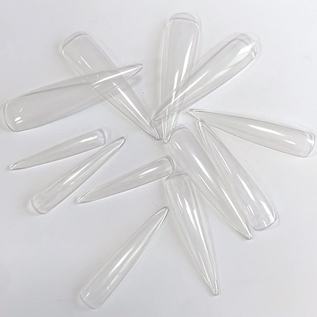600Pcs XXXL Clear Stiletto Nail Tips Long Full Cover Fake Nails