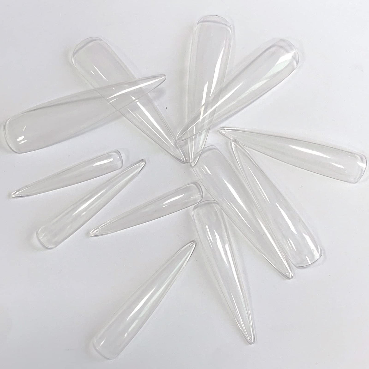 600Pcs XXXL Clear Stiletto Nail Tips Long Full Cover Fake Nails