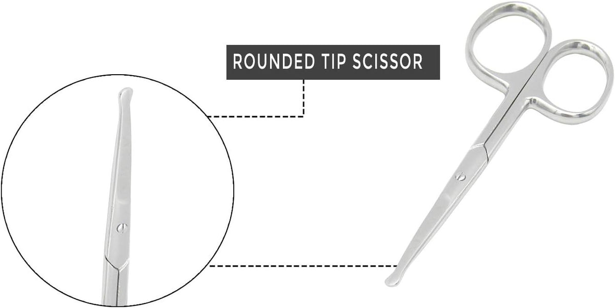 Nose and Beard Scissors 3.7-Inch Safety Rounded Tip Grooming Shears