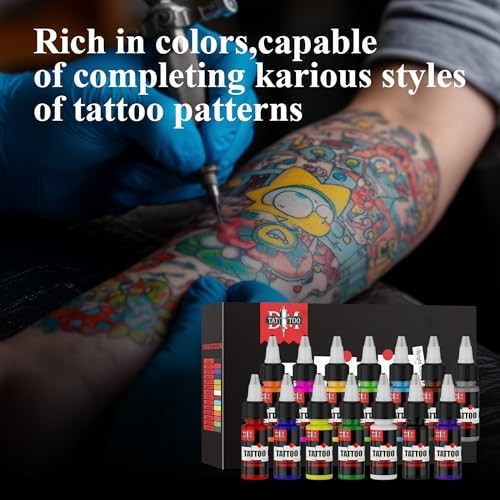 14-Color Tattoo Ink Set 15ml High-Pigment Professional Tattoo Supplies