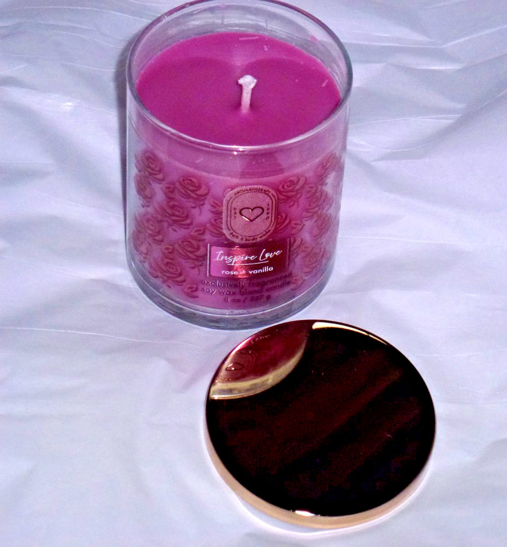 Bath & Body Works Inspire Love Rose Vanilla Body Gift Set - Cream Spray Candle