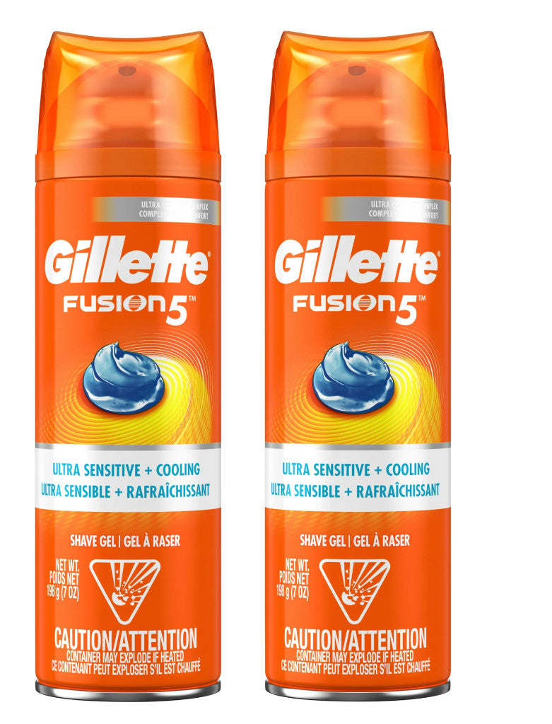Gillette Fusion5 Ultra Sensitive Shave Gel 7 oz. Pack of 2 - Cooling & Sensitive Skin