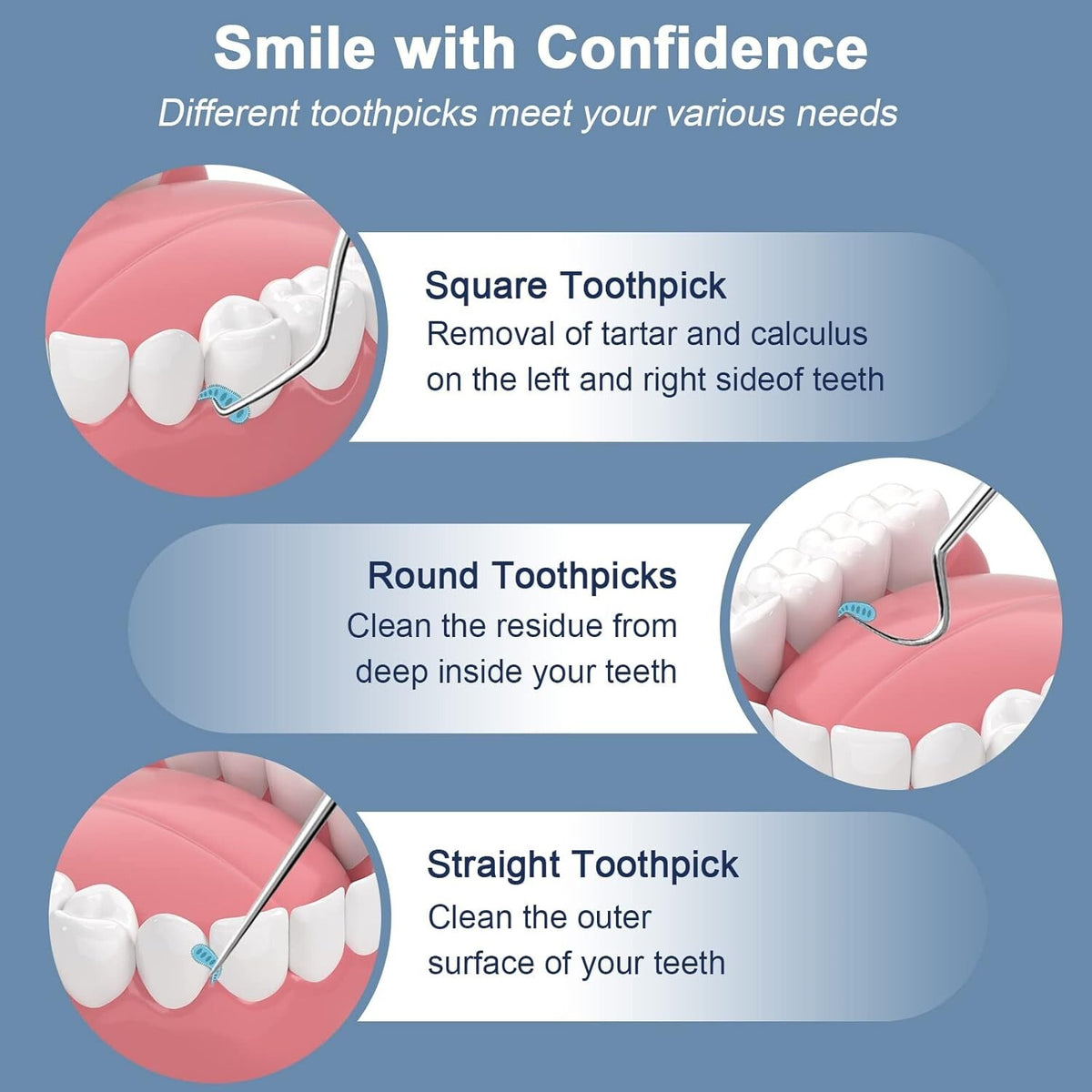 Reusable Stainless Steel Toothpicks Set Portable Teeth Cleaning Kit