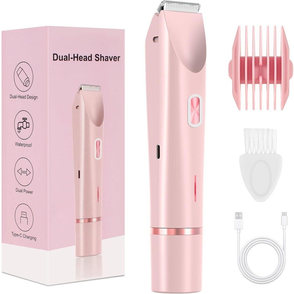 Women Dual Head Waterproof Electric Shaver & Bikini Trimmer - Rechargeable, Wet & Dry Use