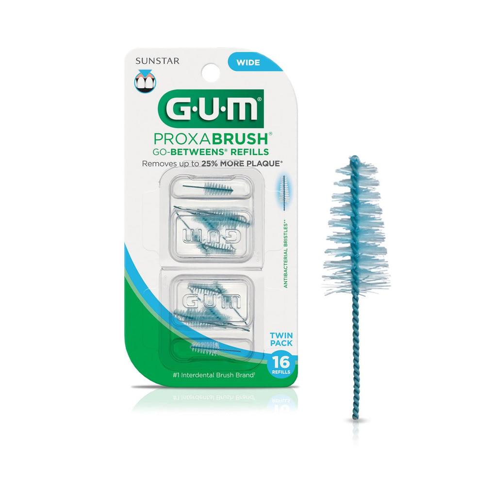 Wide Interdental Brush Refills for GUM Proxabrush, Pack of 16 - Blue