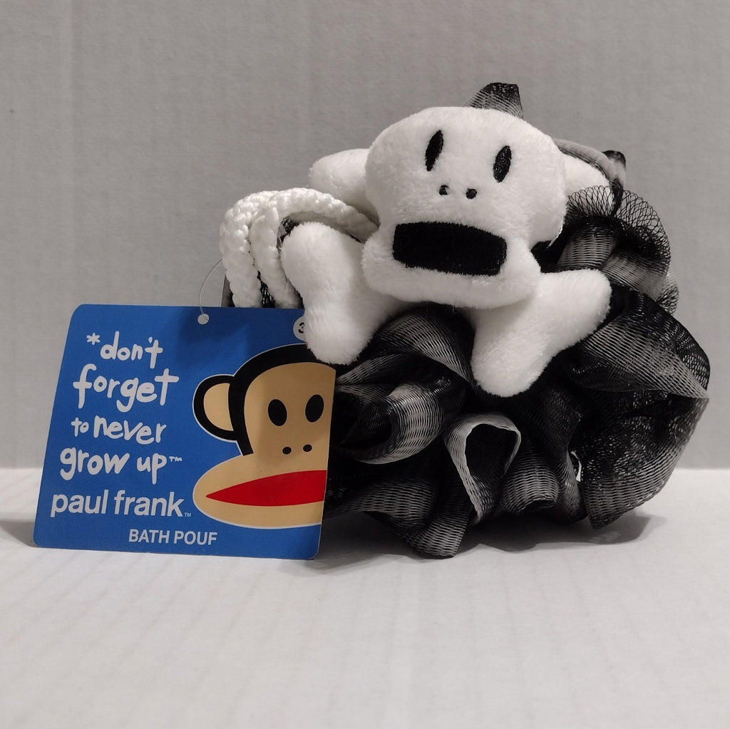 Paul Frank Skurvy Bath Pouf Loofah - Goth Skull Black & White Mesh