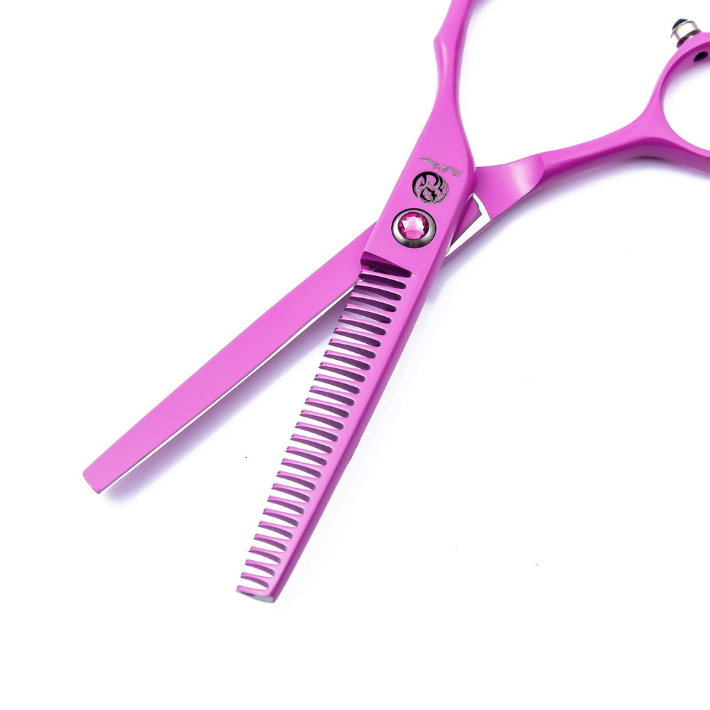 Pink Hair Cutting Scissors Set with Razor and Leather Case - 5.5 Inch Professional Hair Shears