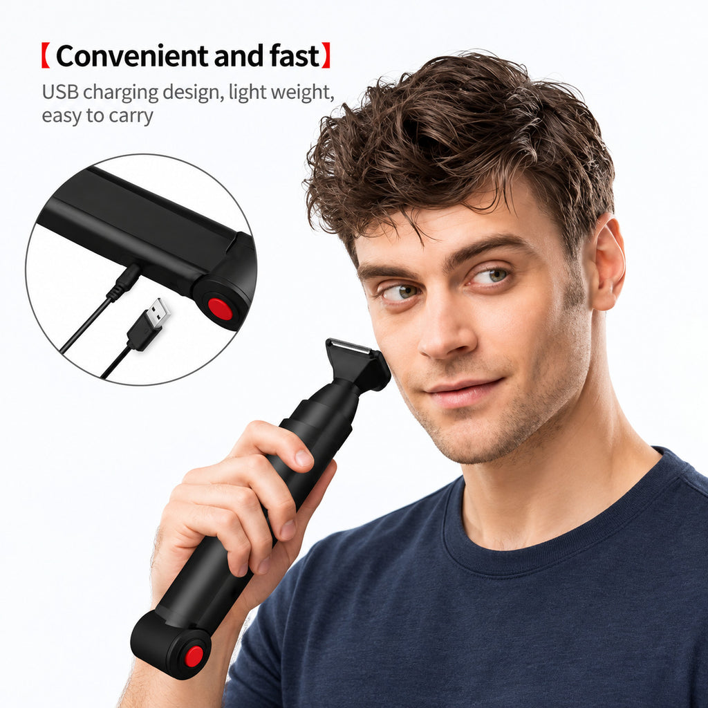 Men's Back Shaver Telescopic Handle Ceramic Trimmer USB Rechargeable