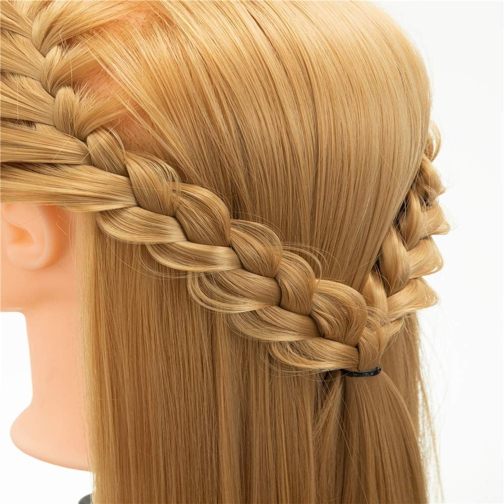 High-Temperature Synthetic Mannequin Head for Hair Styling Practice - 26-28 Inches