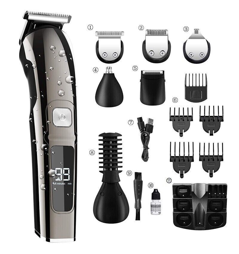 Cordless Men’s Hair Clippers & Trimmer Kit with 6 Attachments & LCD Display