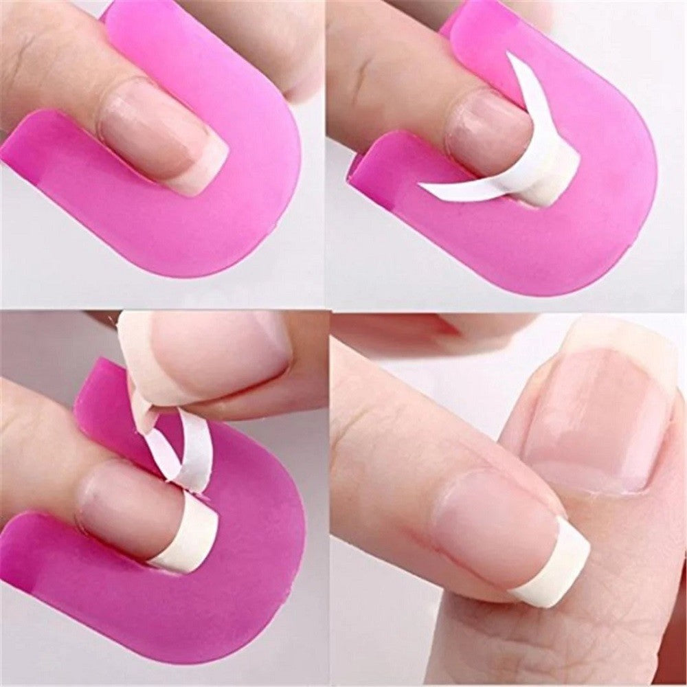 Reusable U-Shape Nail Polish Protectors & Stencils Set for DIY Manicures